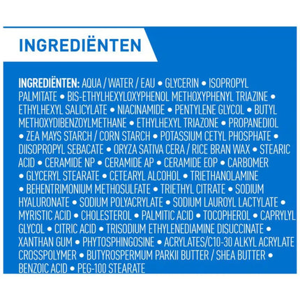 Ingrediënten van CeraVe Hydraterende Gezichtscrème SPF50