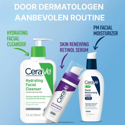 CeraVe PM Facial Moisturizing Lotion in door dermatologen aanbevolen routine