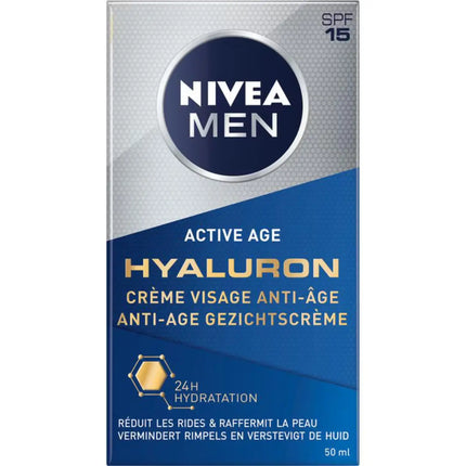 NIVEA MEN Anti-Age Hyaluron Gezichtscreme SPF 15 50 ml verpakking