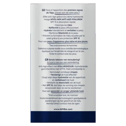 NIVEA MEN Anti-Age Hyaluron Gezichtscreme SPF 15 achterkant verpakking