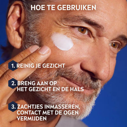 NIVEA MEN Anti-Age Hyaluron Gezichtscreme SPF 15 aanbrengen op gezicht en hals